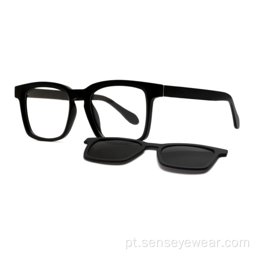 TR90 quadrado Magnético UV400 Clipe polarizado em óculos de sol